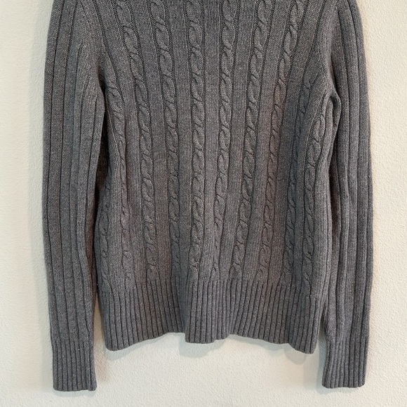 J. Crew Cable Knit Wool Rabbit Hair Blend Cozy Comfy Turtle Neck Grey Sweater - Picture 3 of 8